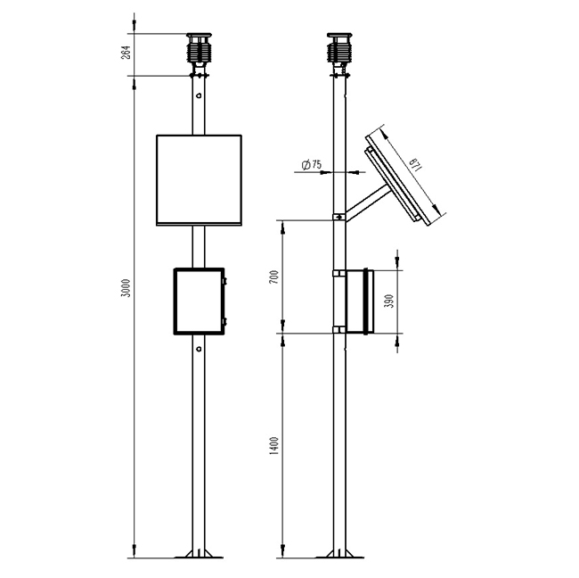 小型智能氣象站產品尺寸圖